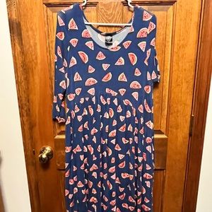 Watermelon midi dress with POCKETS!